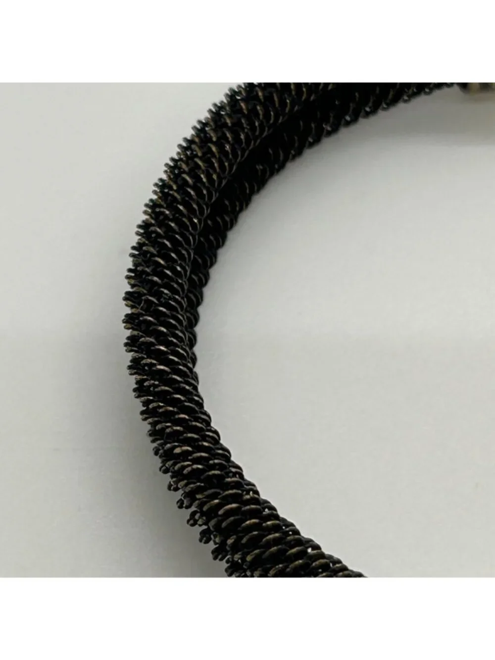 Black Mesh Love Knot Cuff Bracelet Blackened Wire Wrap Infinity Open Bangle